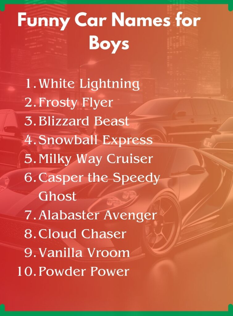 Funny Car Names for White Cars